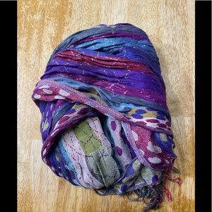 Large Ruched Thick Multicolored Reversible Scarf